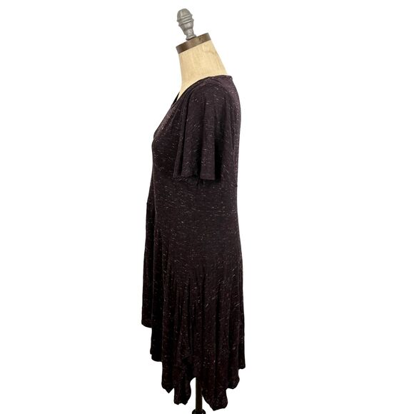 DOLAN Anthropologie Melanie Knit Dress M Flutter Sleeve Left Coast Plum EUC  B8 - Picture 5 of 6